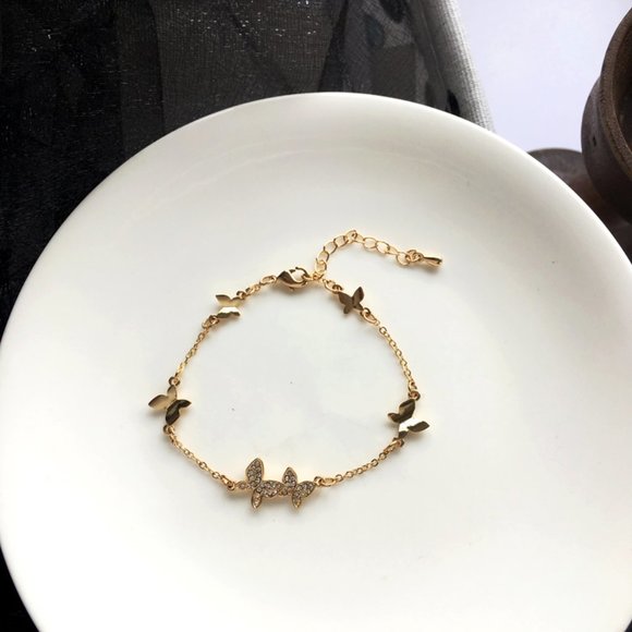 Golden Rhinestone Butterfly Bracelets - Picture 6 of 12